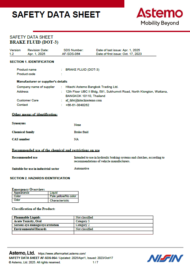 BRAKE FLUID (DOT-3)