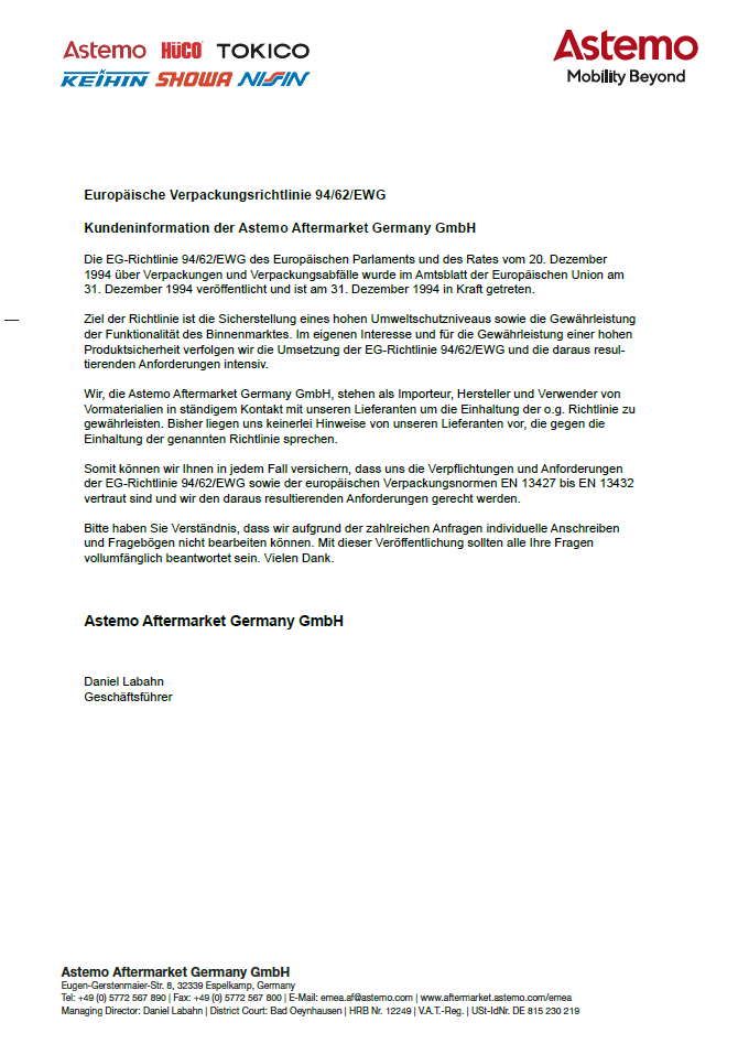 Europäische Verpackungsrichtlinie 94/62/EG