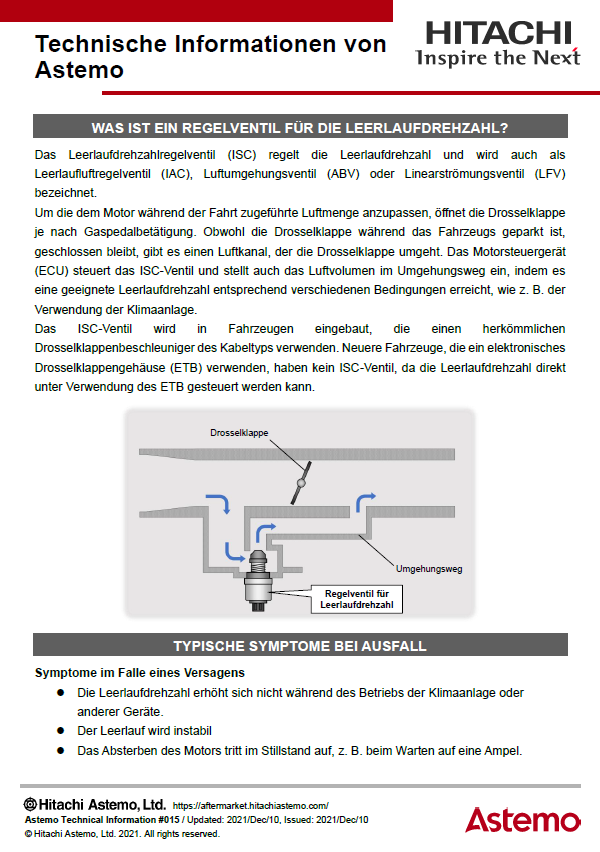 WAS IST EIN REGELVENTIL FÜR DIE LEERLAUFDREHZAHL?