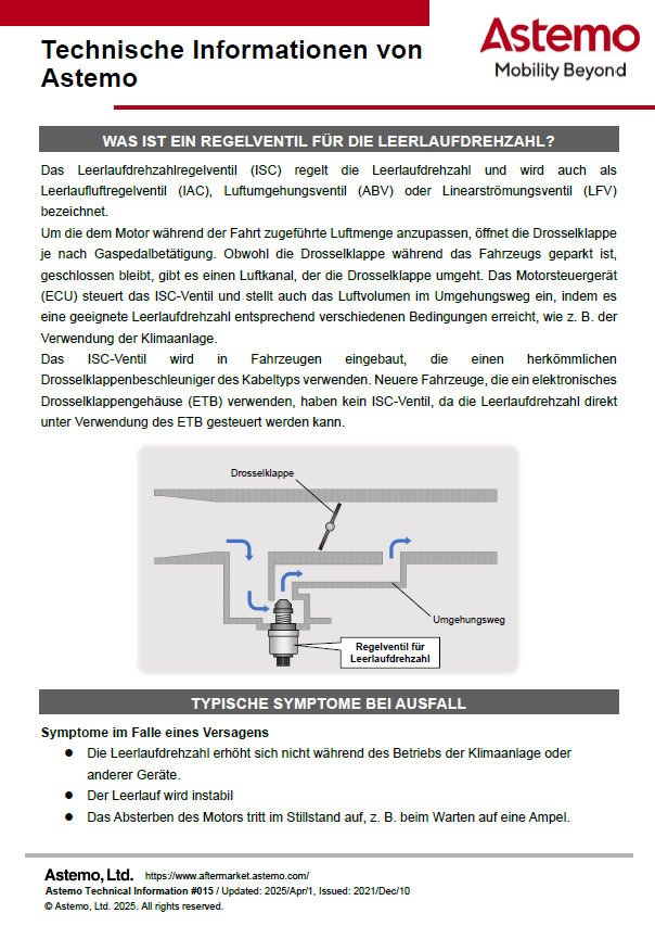 WAS IST EIN REGELVENTIL FÜR DIE LEERLAUFDREHZAHL?