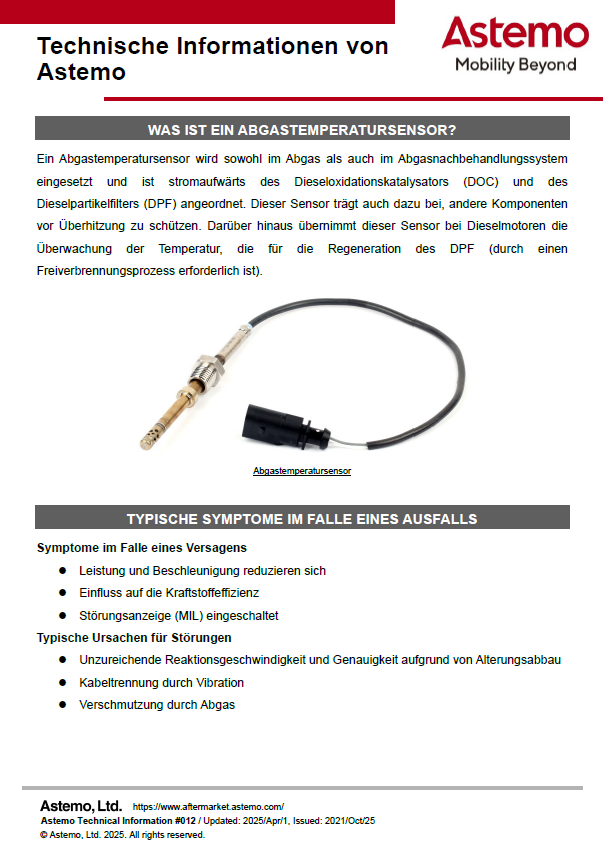 WAS IST EIN ABGASTEMPERATURSENSOR?