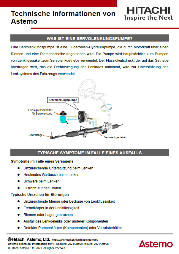 WAS IST EINE SERVOLENKUNGSPUMPE?