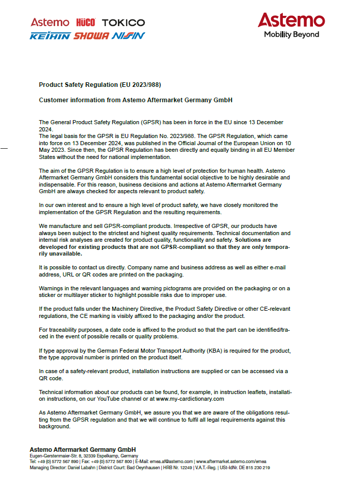 Product Safety Regulation (EU 2023/988)