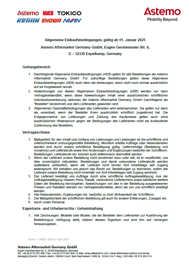 General Terms and Conditions of Purchasing