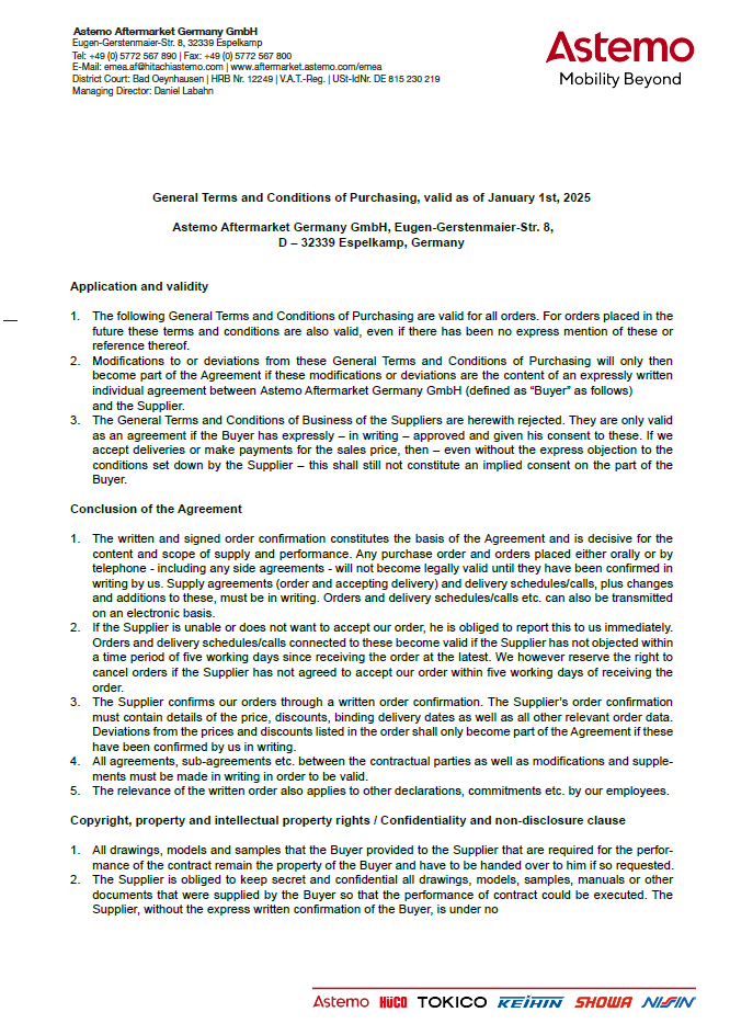 General Terms and Conditions of Purchasing