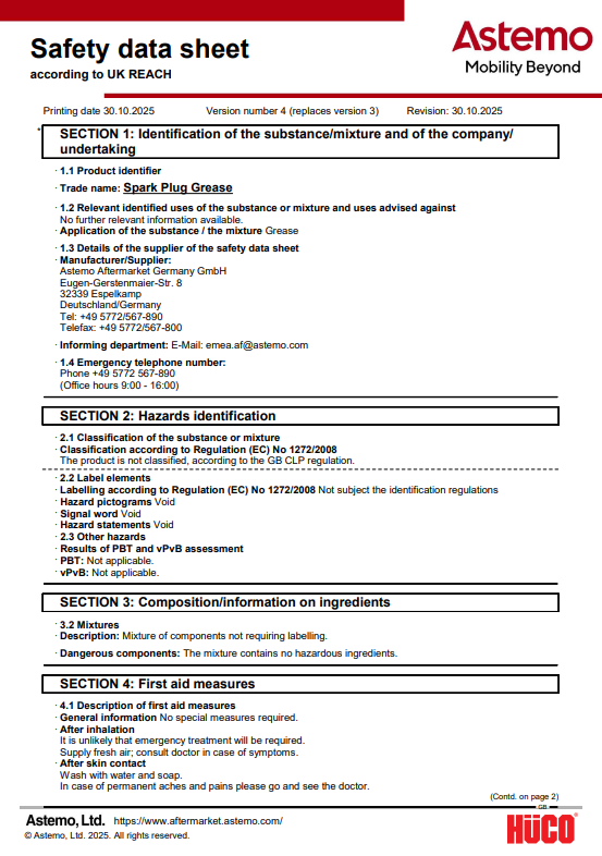 SHOWA Fiches de données de sécurité