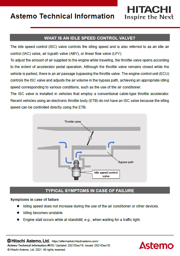 WHAT IS AN IDLE SPEED CONTROL VALVE?