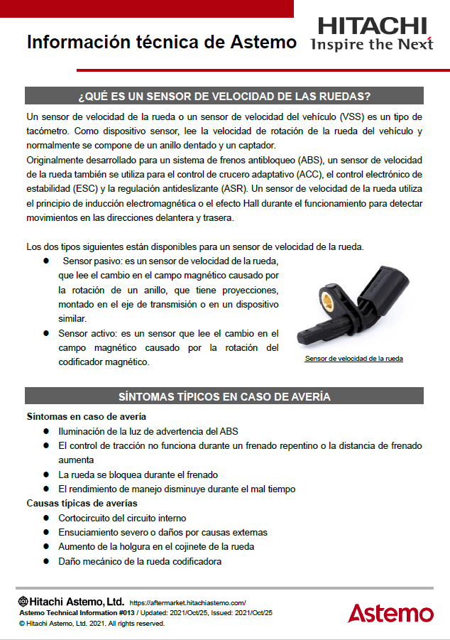 ¿QUÉ ES UN SENSOR DE VELOCIDAD DE LAS RUEDAS?