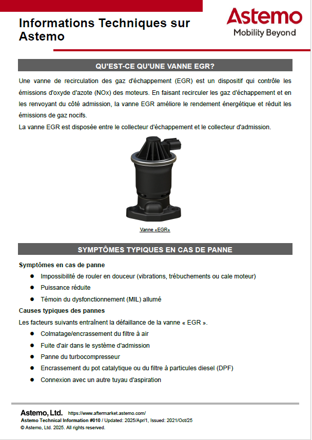 QU'EST-CE QU'UNE VANNE EGR?