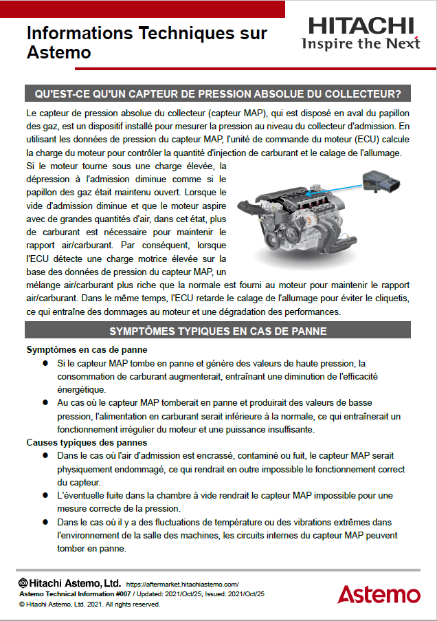 QU'EST-CE QU'UN CAPTEUR DE PRESSION ABSOLUE DU COLLECTEUR?