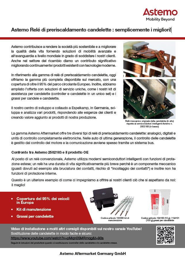 Astemo Relé di preriscaldamento candelette