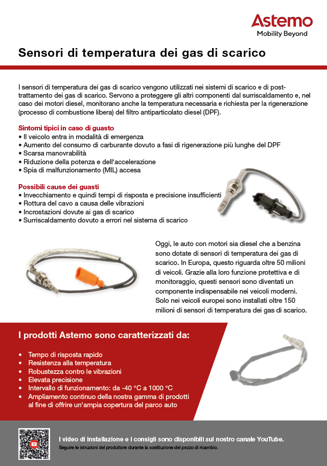 Sensori di temperatura dei gas di scarico