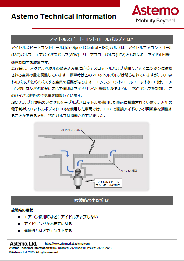 アイドルスピードコントロールバルブ